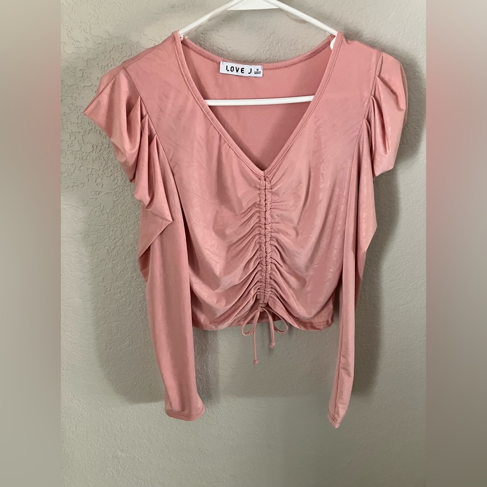 Love J Blush Ruched Blouse